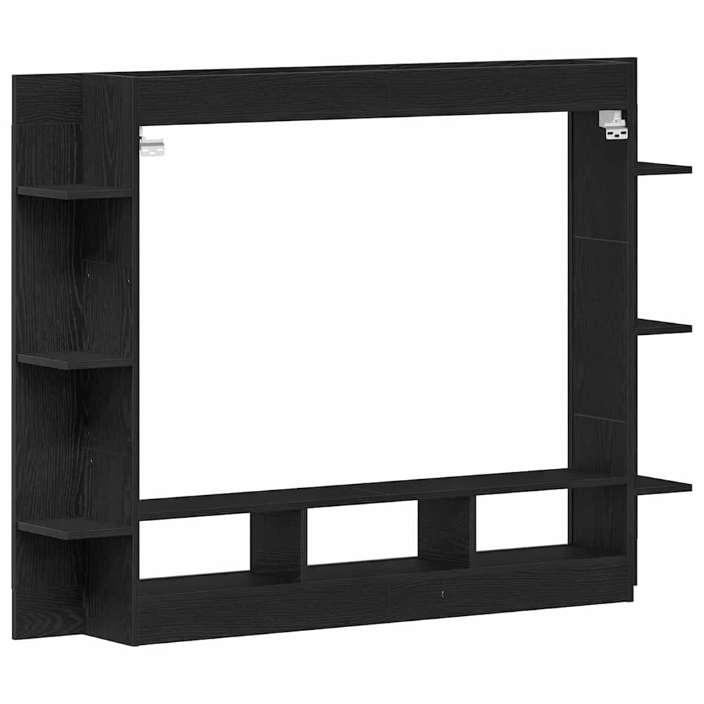 Tv-Skåp Väggmonterad Svart Ek 152 X 22 X 113 Cm Konstruerat Trä