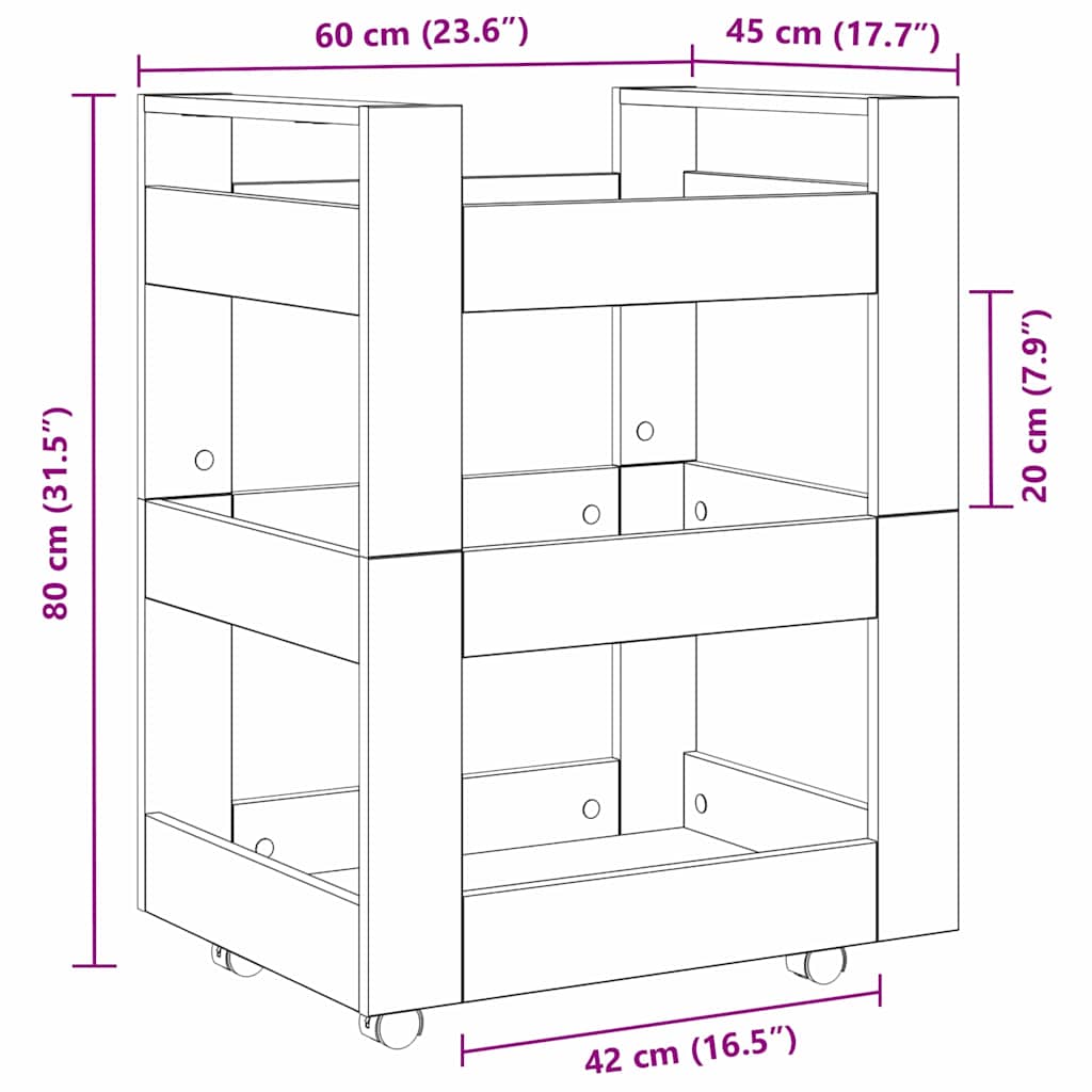 Köksvagn Artisan Ek 60 X 45 X 80 Cm Konstruerat Trä