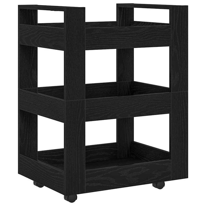 Köksvagn Svart Ek 60 X 45 X 80 Cm Konstruerat Trä