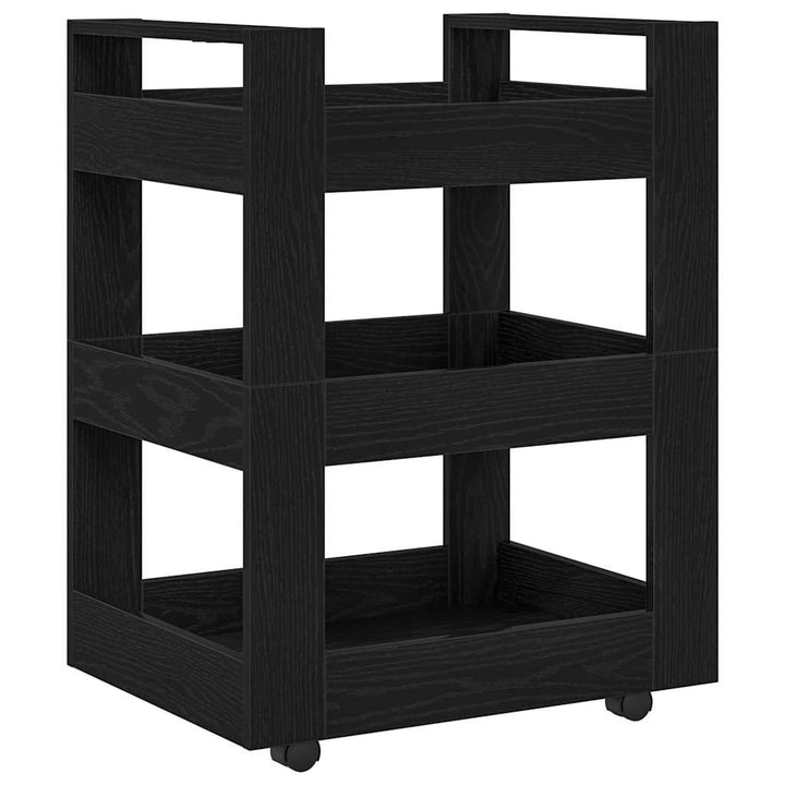 Köksvagn Svart Ek 60 X 45 X 80 Cm Konstruerat Trä