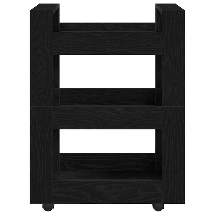 Köksvagn Svart Ek 60 X 45 X 80 Cm Konstruerat Trä
