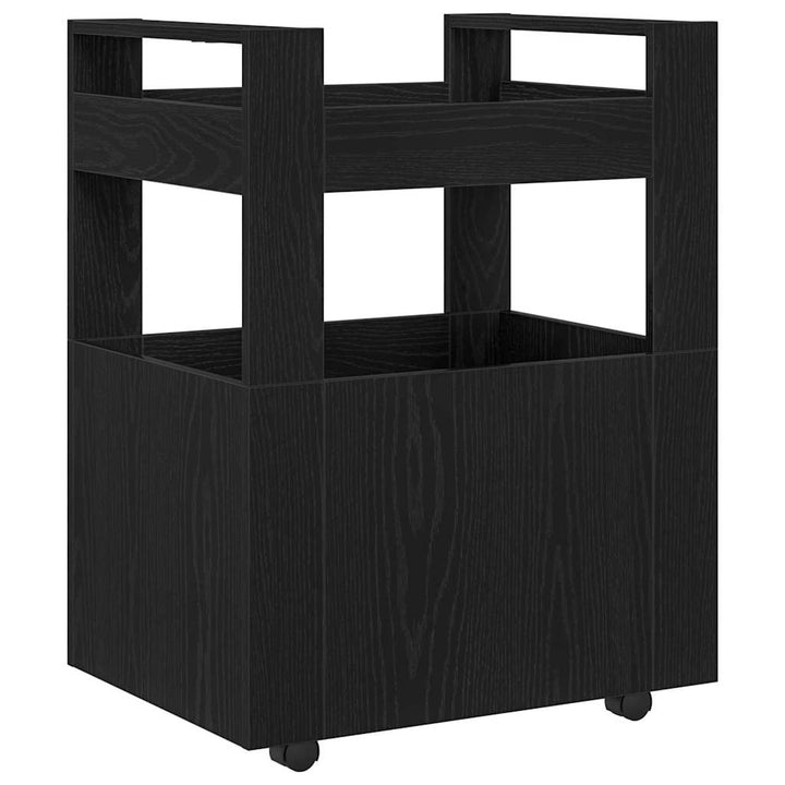 Köksvagn Svart Ek 60 X 45 X 80 Cm Konstruerat Trä