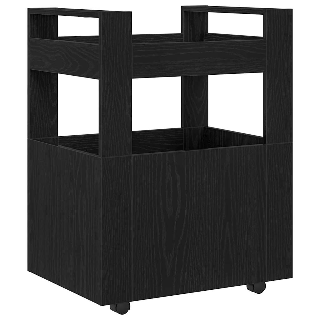 Köksvagn Svart Ek 60 X 45 X 80 Cm Konstruerat Trä