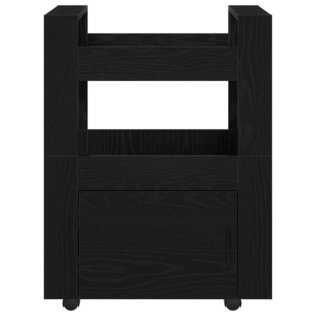 Köksvagn Svart Ek 60 X 45 X 80 Cm Konstruerat Trä