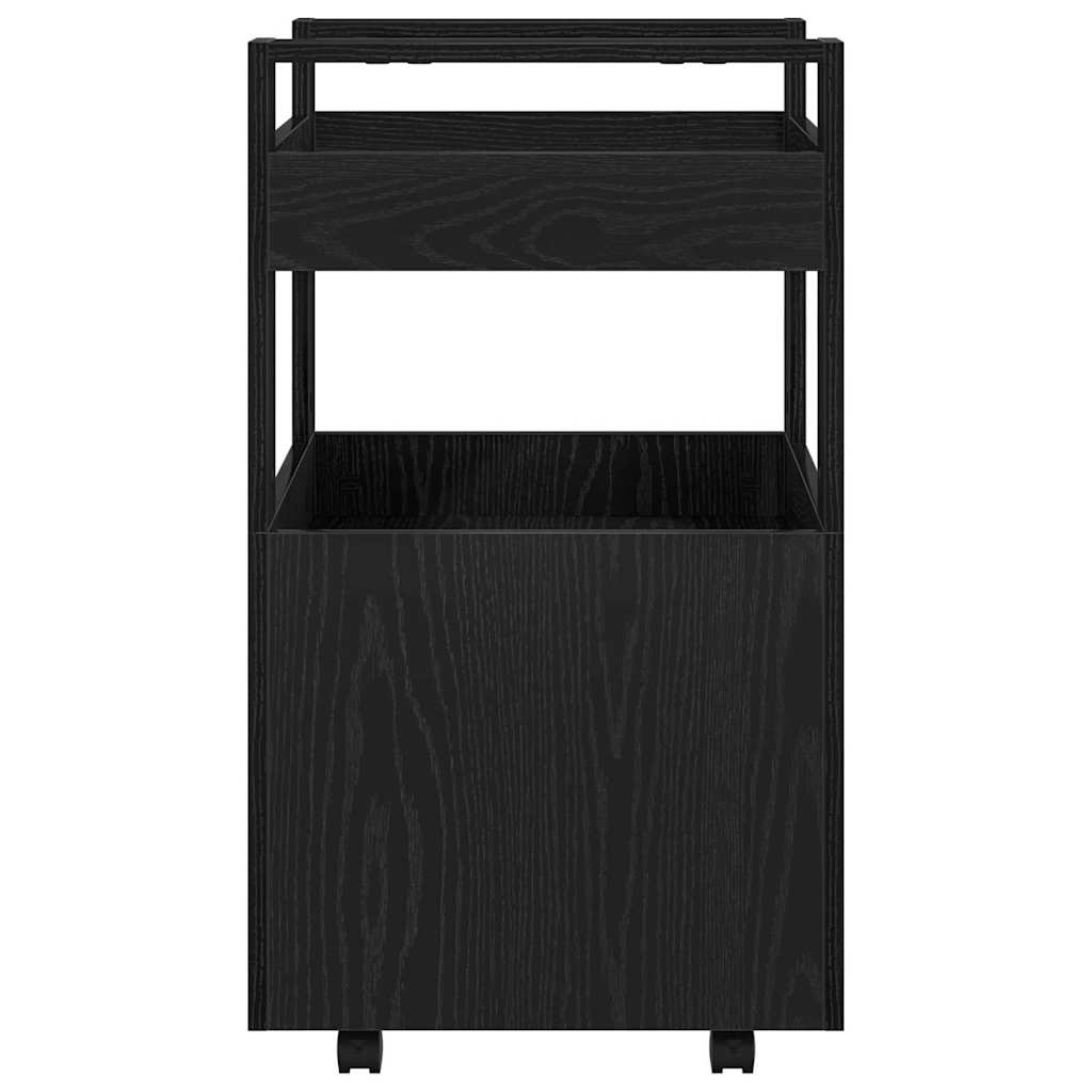Köksvagn Svart Ek 60 X 45 X 80 Cm Konstruerat Trä