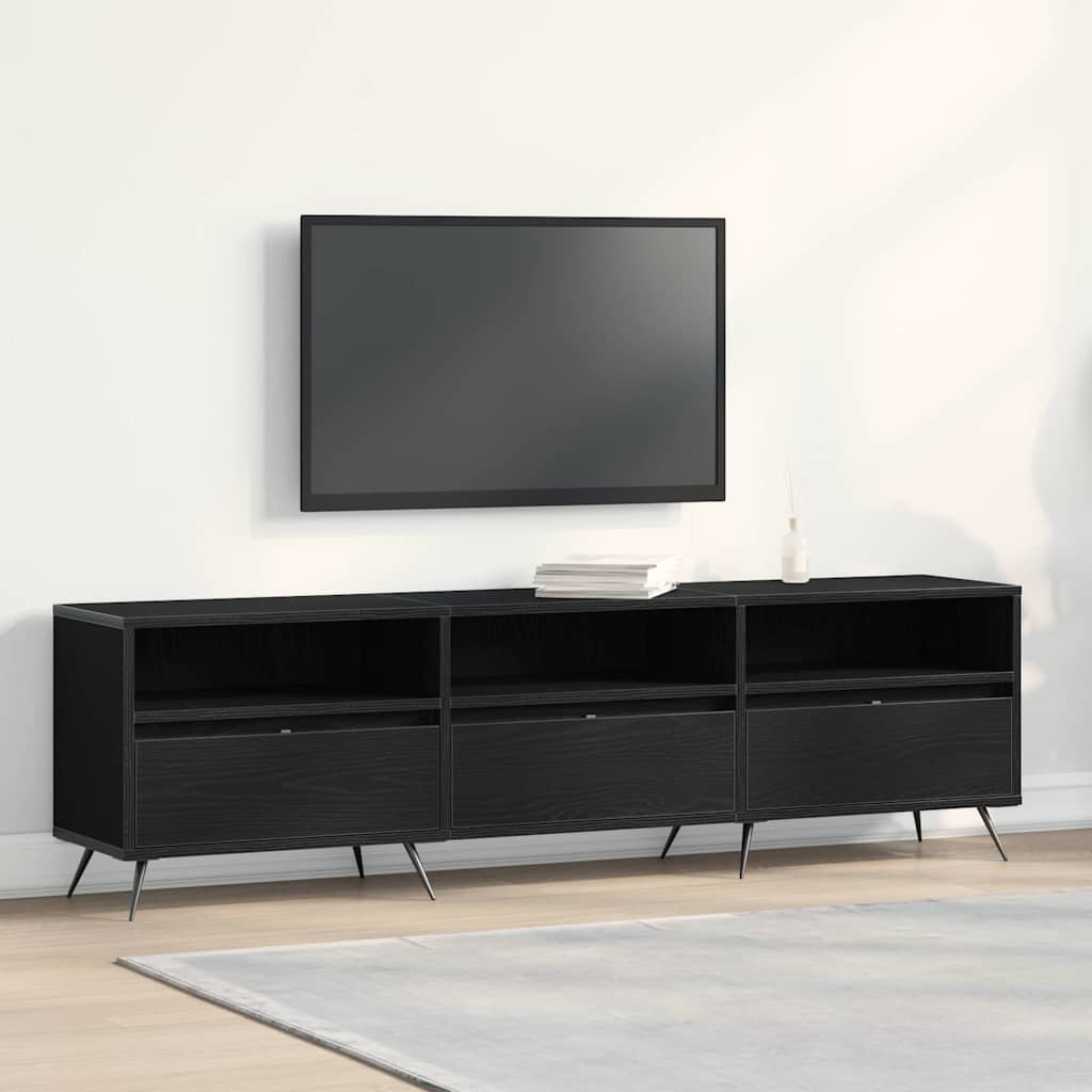 Tv-Skåp Svart Ek 150 X 30 X 44,5 Cm Konstruerat Trä