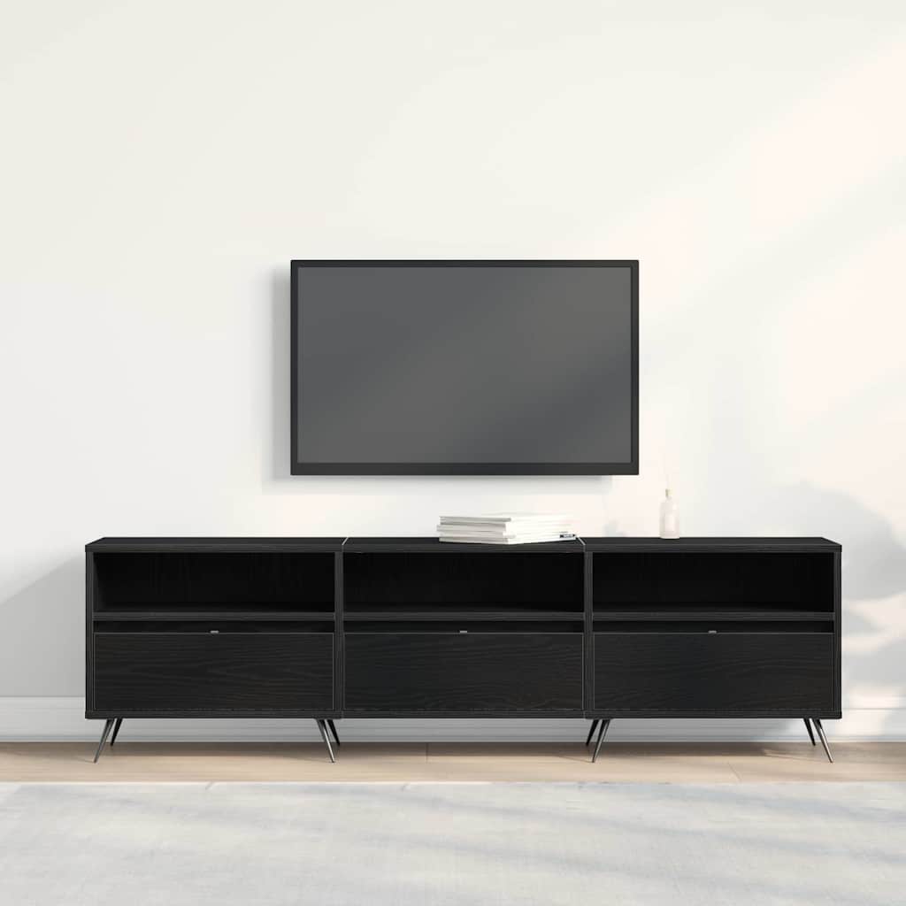 Tv-Skåp Svart Ek 150 X 30 X 44,5 Cm Konstruerat Trä