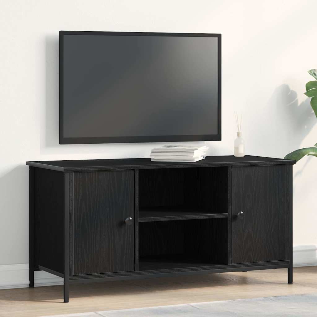 Tv-Skåp Svart Ek 100 X 40 X 50 Cm Konstruerat Trä