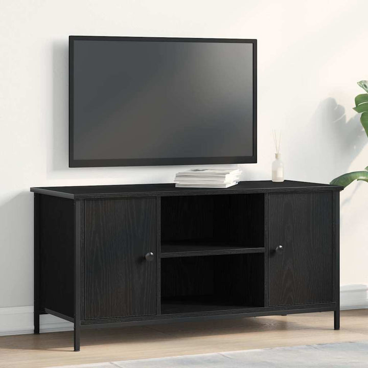 Tv-Skåp Svart Ek 100 X 40 X 50 Cm Konstruerat Trä