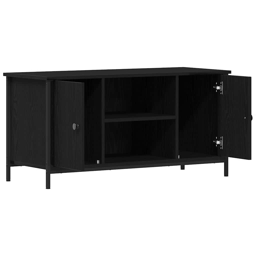 Tv-Skåp Svart Ek 100 X 40 X 50 Cm Konstruerat Trä