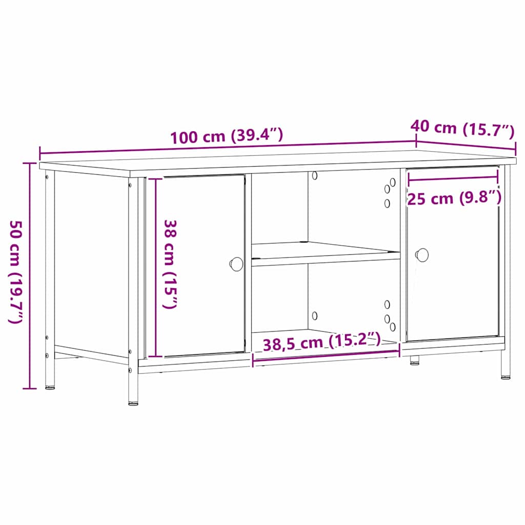 Tv-Skåp Svart Ek 100 X 40 X 50 Cm Konstruerat Trä