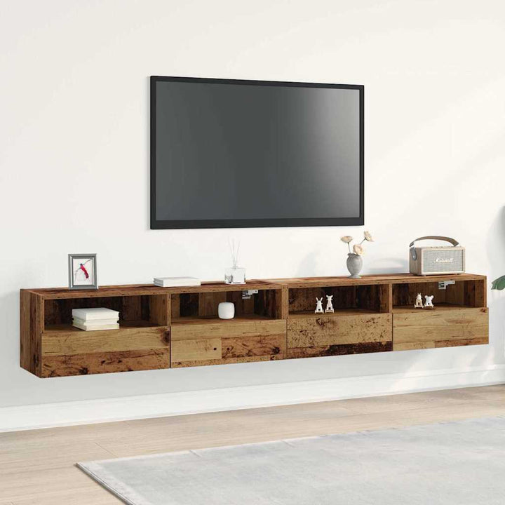 Tv Vägghylla 2 Pcs Gammalt Trä 100 X 30 X 30 Cm Konstruerat Trä