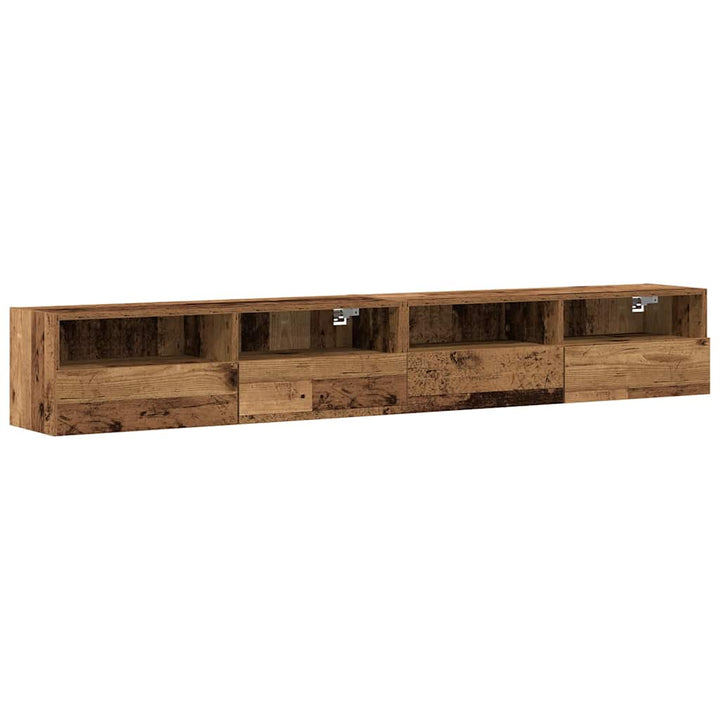 Tv Vägghylla 2 Pcs Gammalt Trä 100 X 30 X 30 Cm Konstruerat Trä