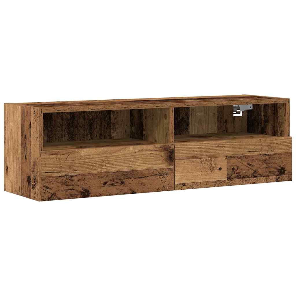 Tv Vägghylla 2 Pcs Gammalt Trä 100 X 30 X 30 Cm Konstruerat Trä