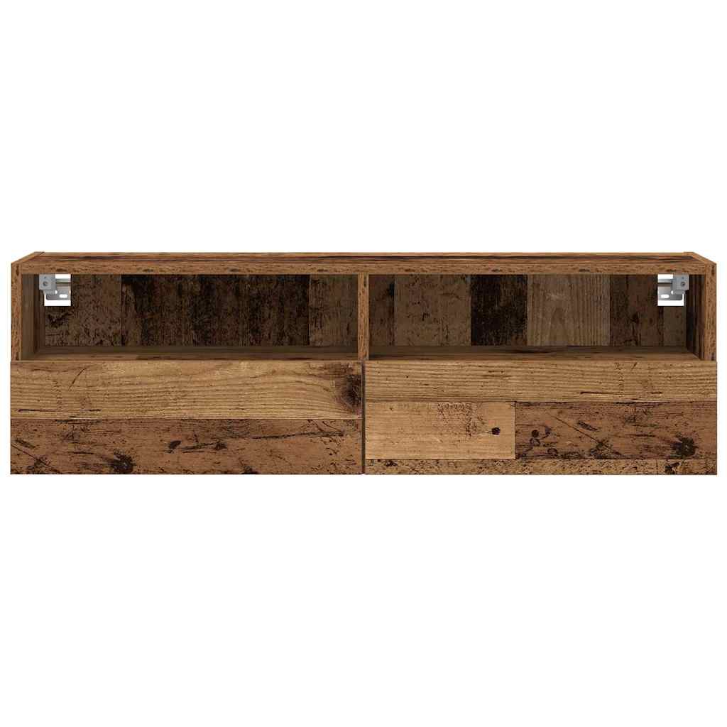 Tv Vägghylla 2 Pcs Gammalt Trä 100 X 30 X 30 Cm Konstruerat Trä