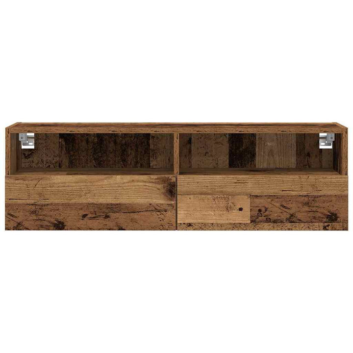 Tv Vägghylla 2 Pcs Gammalt Trä 100 X 30 X 30 Cm Konstruerat Trä