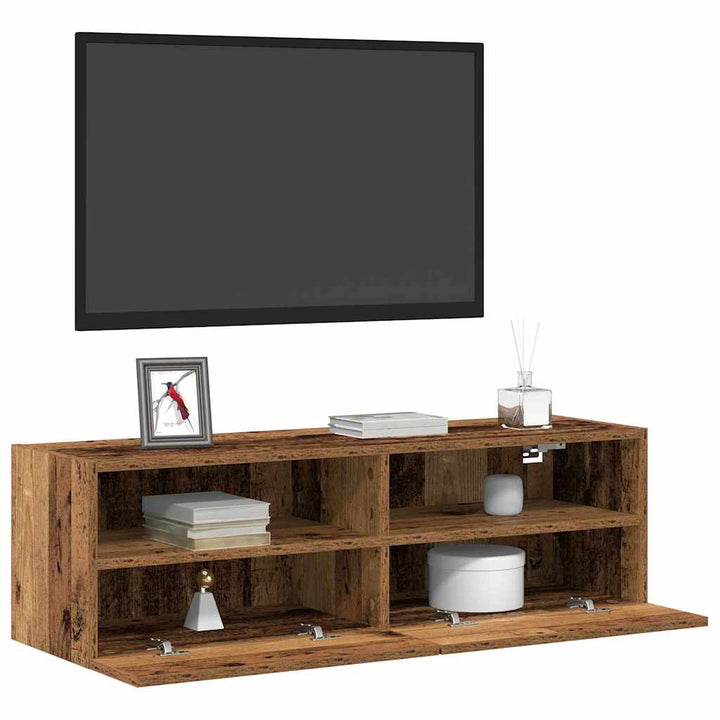 Tv Vägghylla 2 Pcs Gammalt Trä 100 X 30 X 30 Cm Konstruerat Trä
