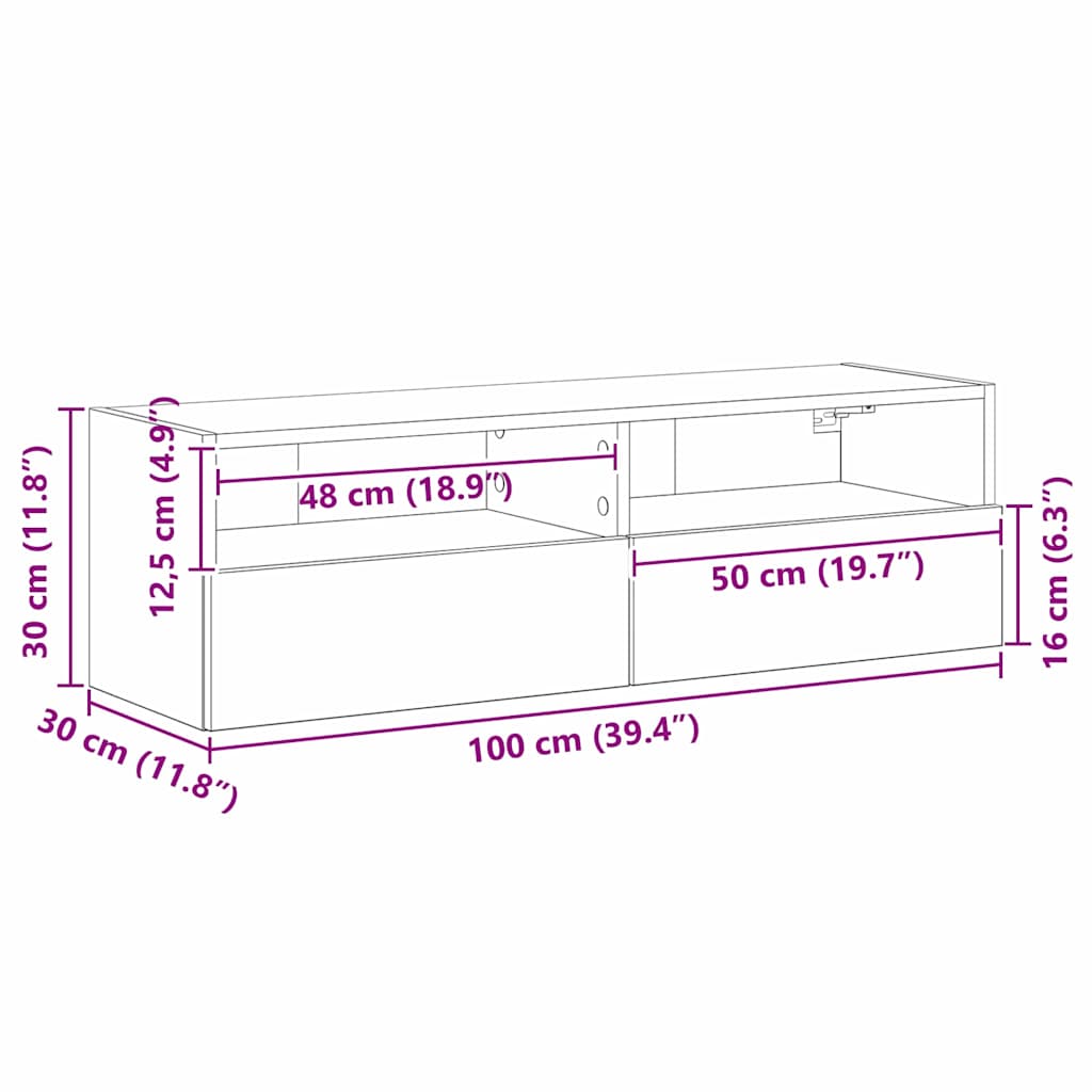 Tv Vägghylla Artisan Ek 100 X 30 X 30 Cm Konstruerat Trä