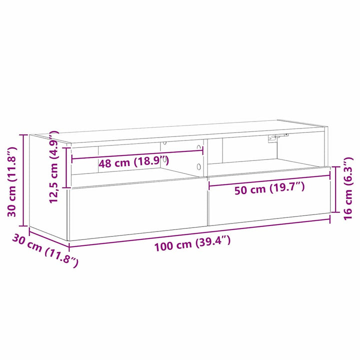 Tv Vägghylla Artisan Ek 100 X 30 X 30 Cm Konstruerat Trä