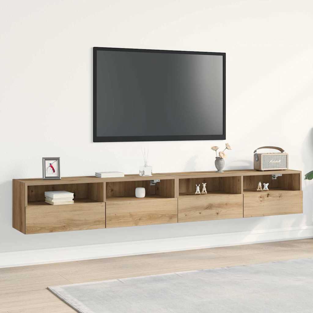 Tv Vägghylla 2 Pcs Artisan Ek 100 X 30 X 30 Cm Konstruerat Trä