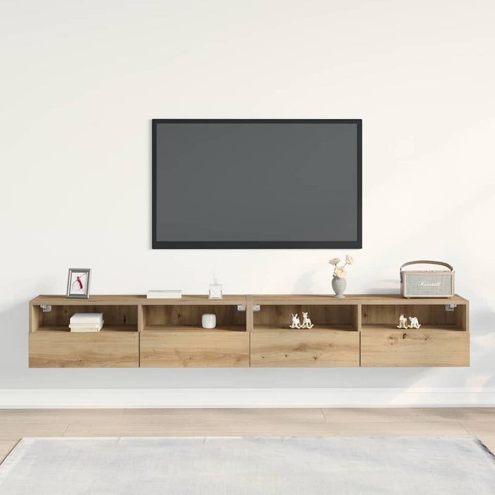 Tv Vägghylla 2 Pcs Artisan Ek 100 X 30 X 30 Cm Konstruerat Trä