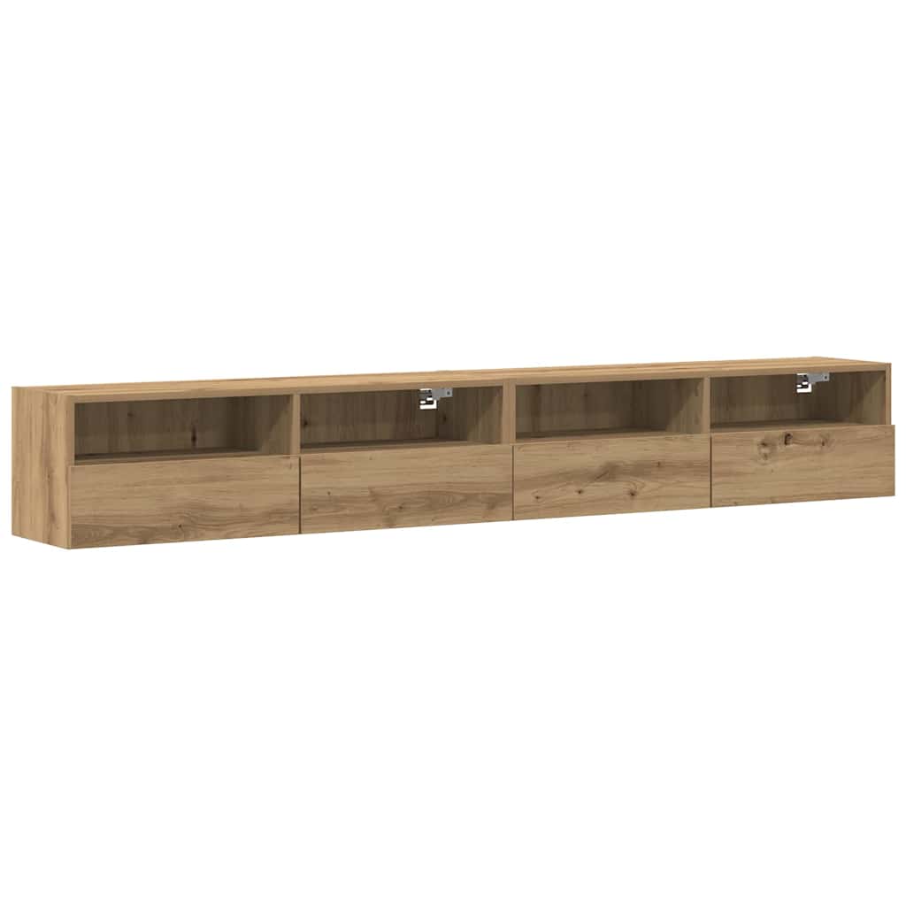 Tv Vägghylla 2 Pcs Artisan Ek 100 X 30 X 30 Cm Konstruerat Trä