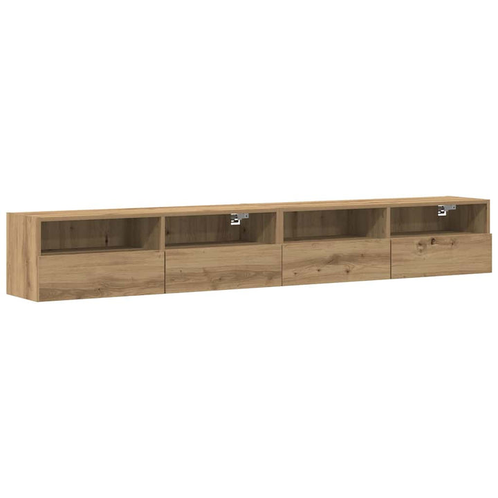 Tv Vägghylla 2 Pcs Artisan Ek 100 X 30 X 30 Cm Konstruerat Trä