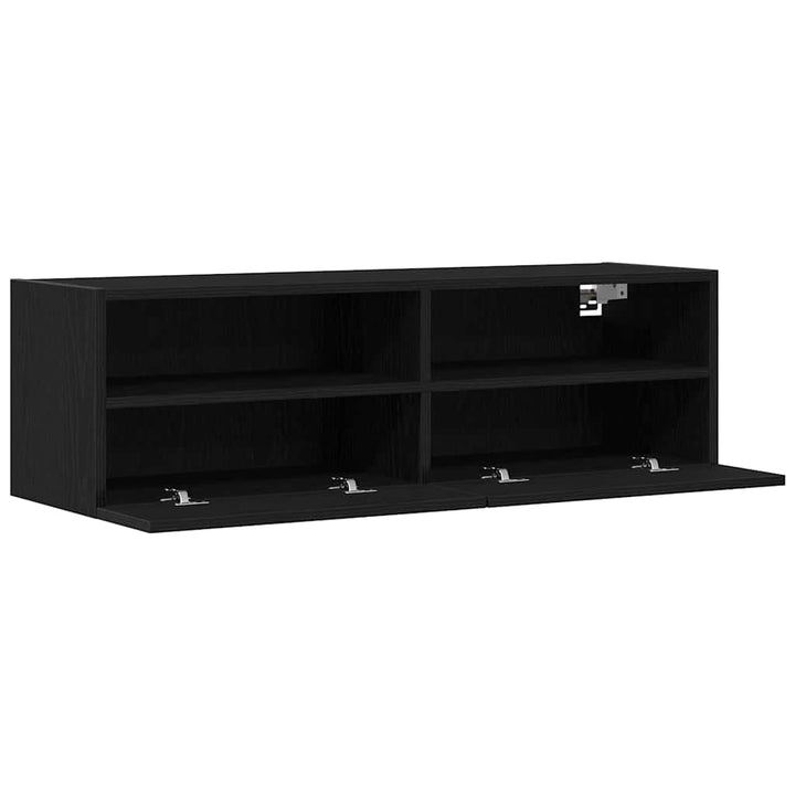 Tv Vägghylla 2 Pcs Svart Ek 100 X 30 X 30 Cm Konstruerat Trä