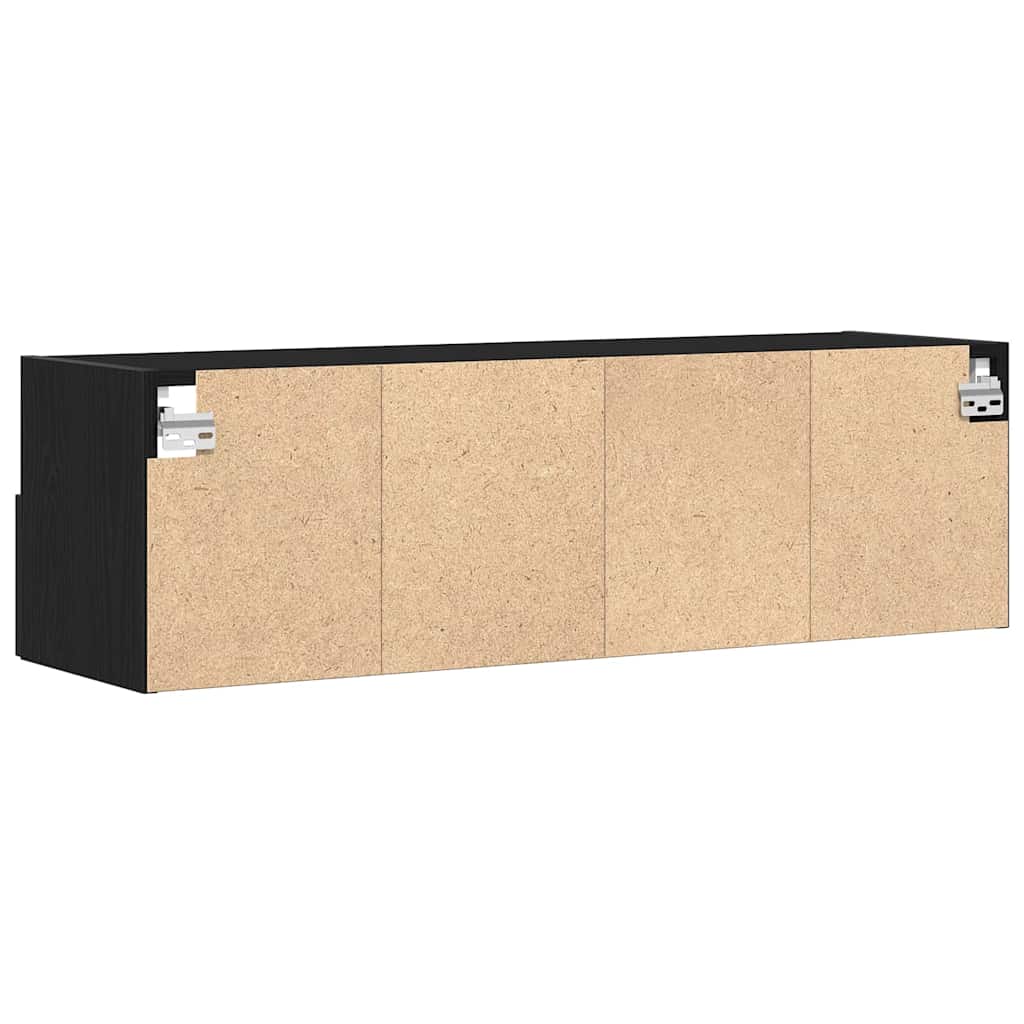 Tv Vägghylla 2 Pcs Svart Ek 100 X 30 X 30 Cm Konstruerat Trä