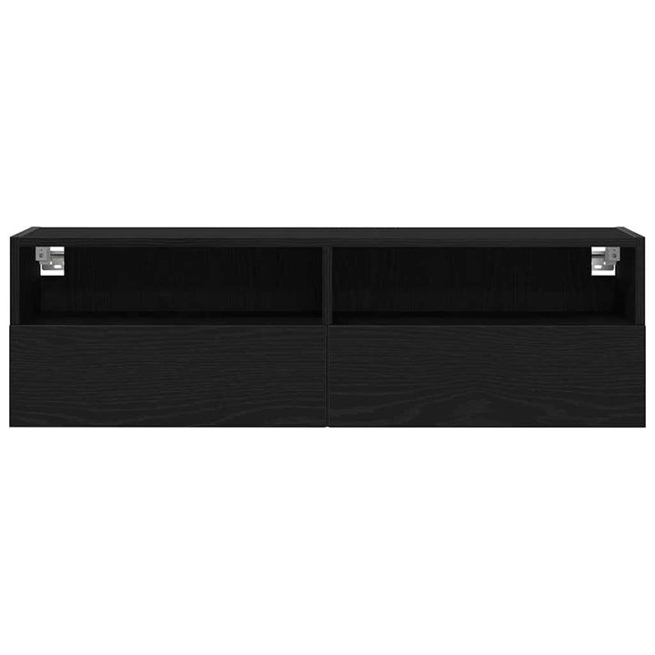Tv Vägghylla 2 Pcs Svart Ek 100 X 30 X 30 Cm Konstruerat Trä