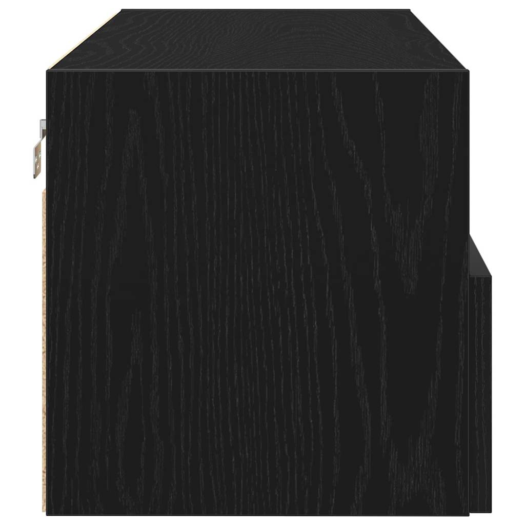 Tv Vägghylla 2 Pcs Svart Ek 100 X 30 X 30 Cm Konstruerat Trä