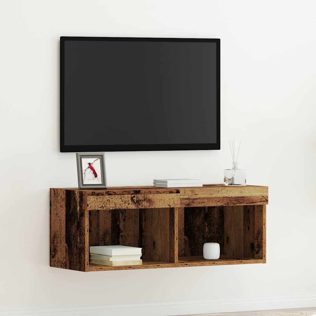 Tv-Bänkset Med Led Gammalt Trä 80 X 30 X 30 Cm Konstruerat Trä