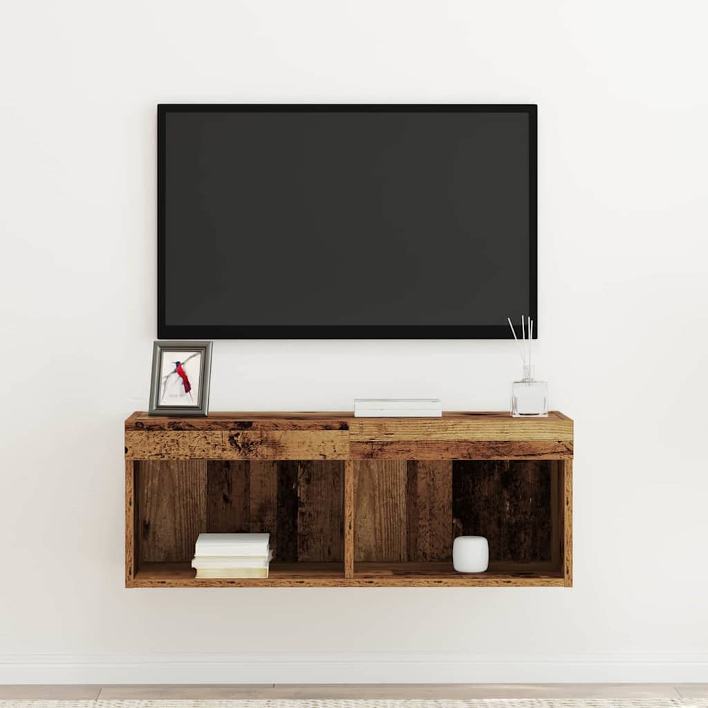 Tv-Bänkset Med Led Gammalt Trä 80 X 30 X 30 Cm Konstruerat Trä