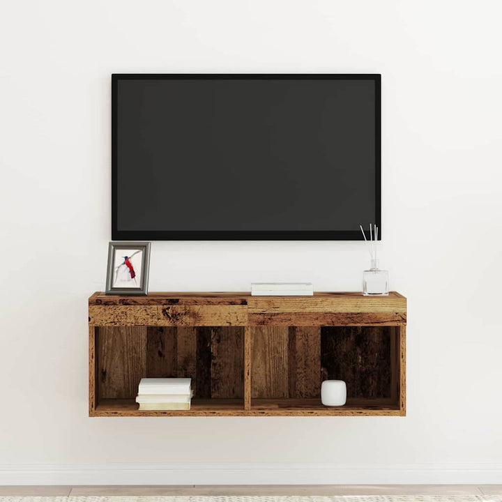 Tv-Bänkset Med Led Gammalt Trä 80 X 30 X 30 Cm Konstruerat Trä