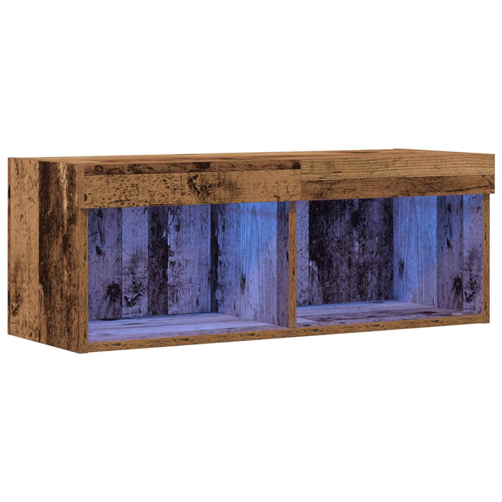 Tv-Bänkset Med Led Gammalt Trä 80 X 30 X 30 Cm Konstruerat Trä