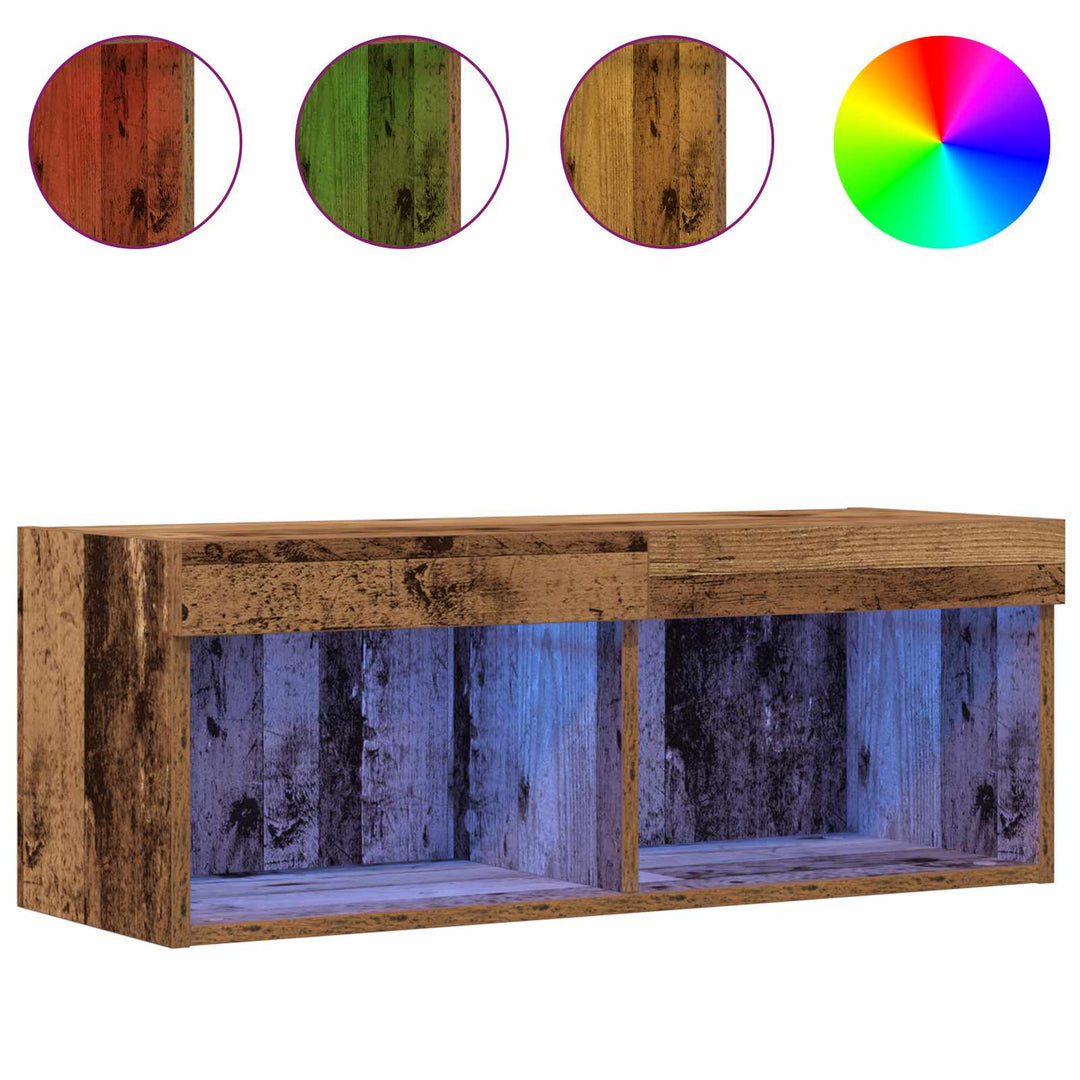 Tv-Bänkset Med Led Gammalt Trä 80 X 30 X 30 Cm Konstruerat Trä