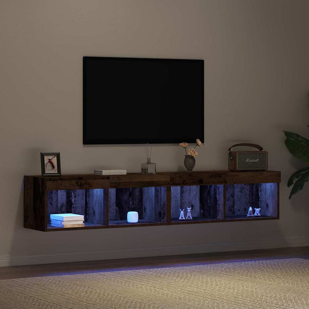 Tv-Bänkset 2 Pcs Gammalt Trä 80 X 30 X 30 Cm Konstruerat Trä