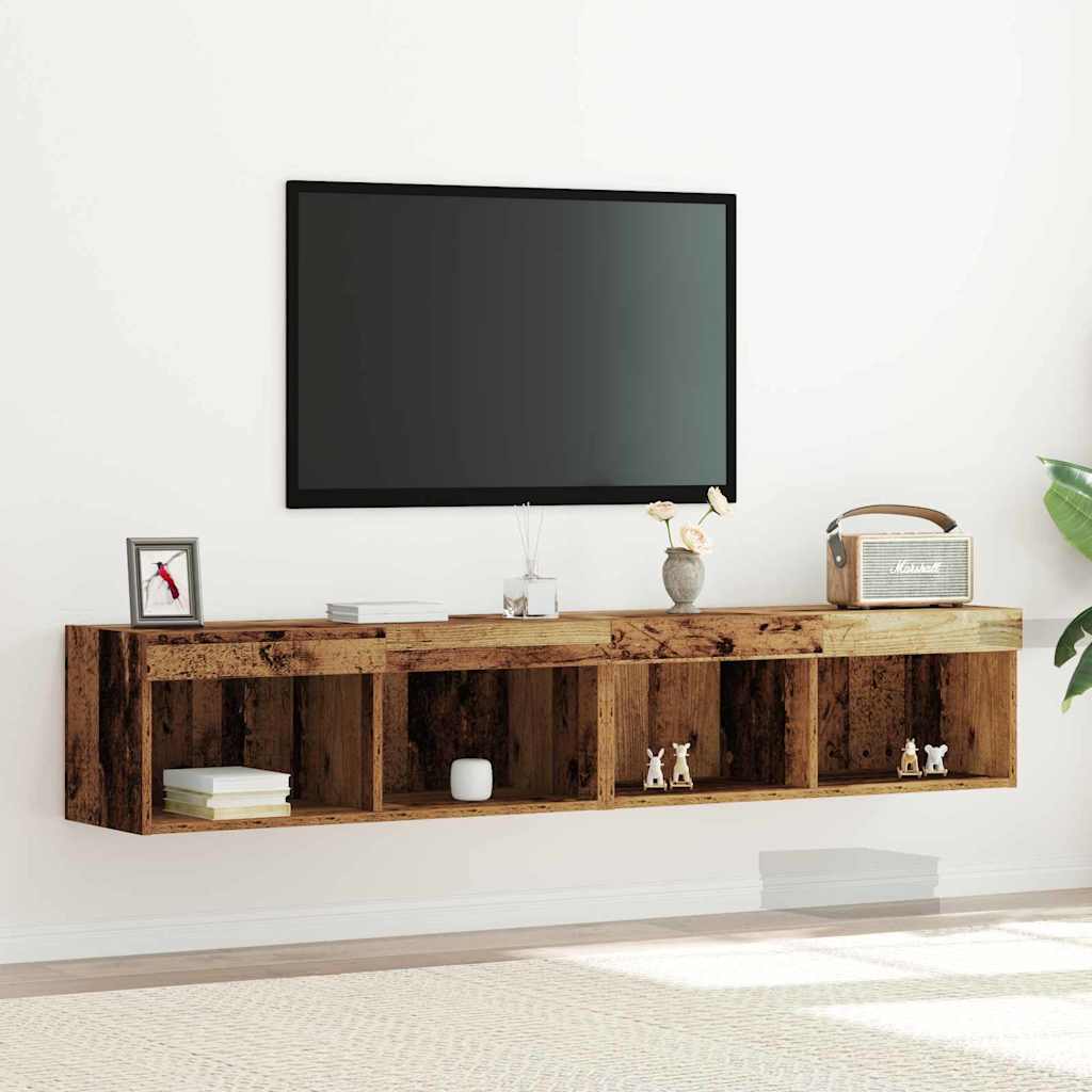 Tv-Bänkset 2 Pcs Gammalt Trä 80 X 30 X 30 Cm Konstruerat Trä