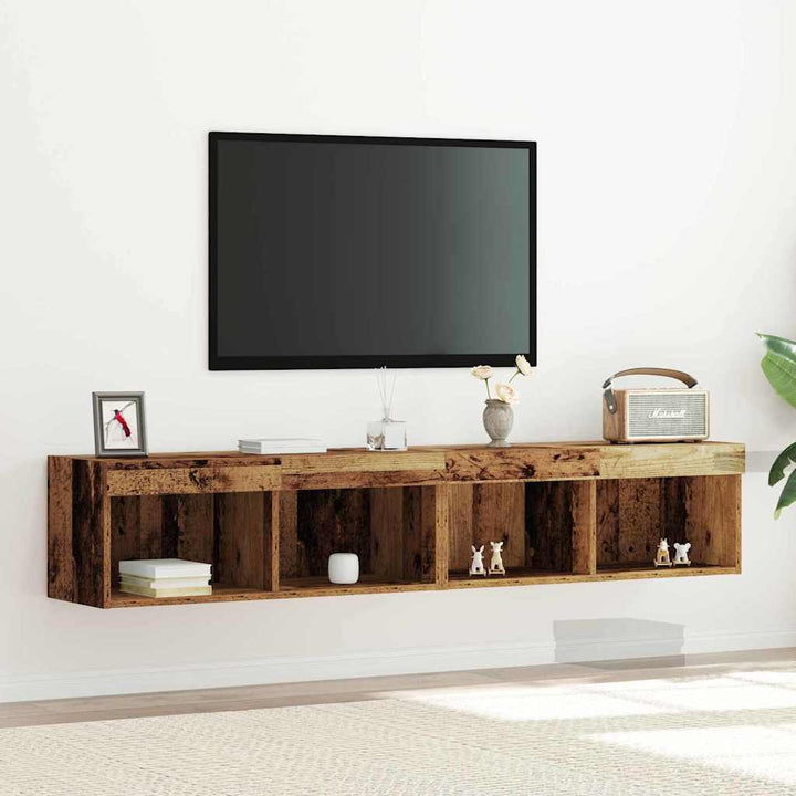 Tv-Bänkset 2 Pcs Gammalt Trä 80 X 30 X 30 Cm Konstruerat Trä