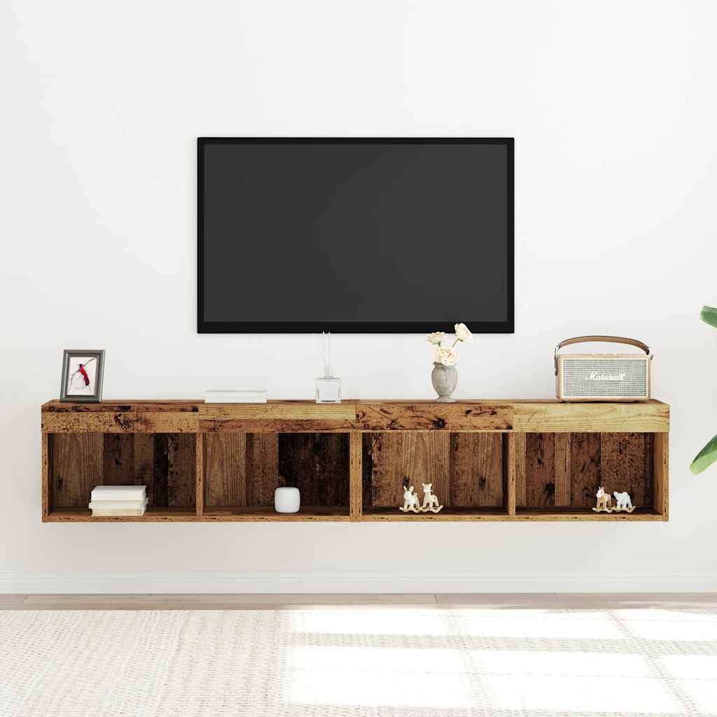 Tv-Bänkset 2 Pcs Gammalt Trä 80 X 30 X 30 Cm Konstruerat Trä