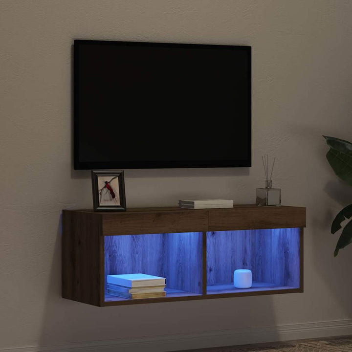 Tv-Bänkset Med Led Artisan Ek 80 X 30 X 30 Cm Konstruerat Trä