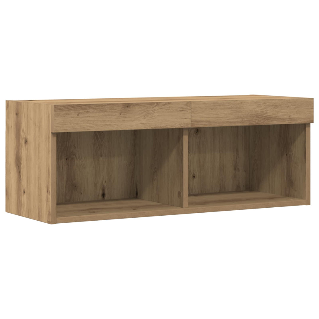 Tv-Bänkset Med Led Artisan Ek 80 X 30 X 30 Cm Konstruerat Trä