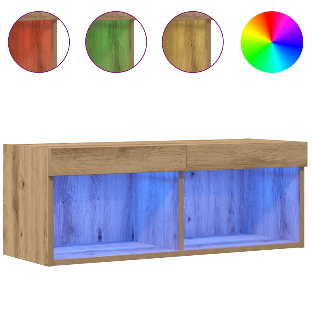 Tv-Bänkset Med Led Artisan Ek 80 X 30 X 30 Cm Konstruerat Trä
