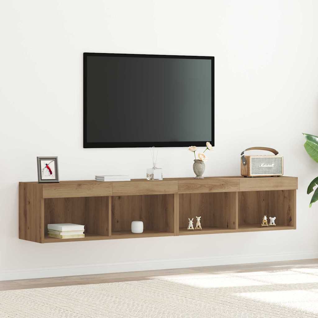 Tv-Bänkset 2 Pcs Artisan Ek 80 X 30 X 30 Cm Konstruerat Trä