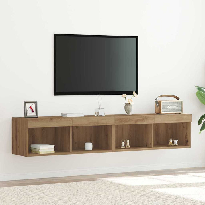 Tv-Bänkset 2 Pcs Artisan Ek 80 X 30 X 30 Cm Konstruerat Trä