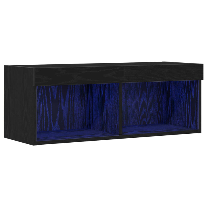 Tv-Bänkset Med Led Svart Ek 80 X 30 X 30 Cm Konstruerat Trä