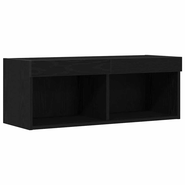 Tv-Bänkset Med Led Svart Ek 80 X 30 X 30 Cm Konstruerat Trä