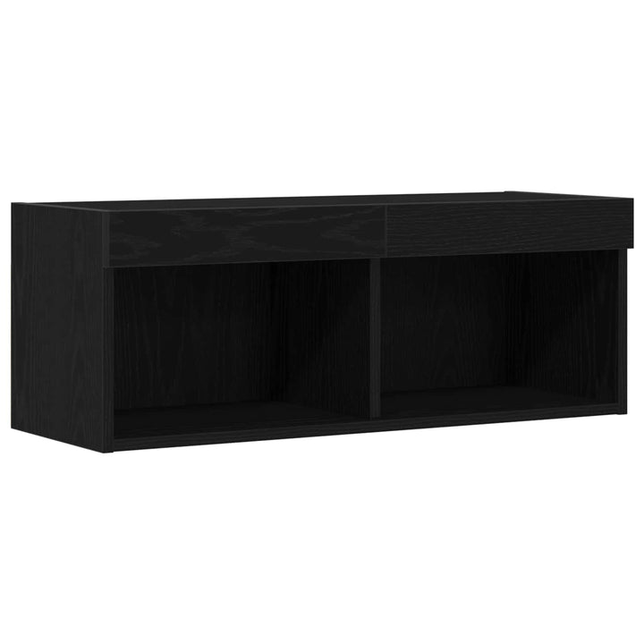 Tv-Bänkset Med Led Svart Ek 80 X 30 X 30 Cm Konstruerat Trä