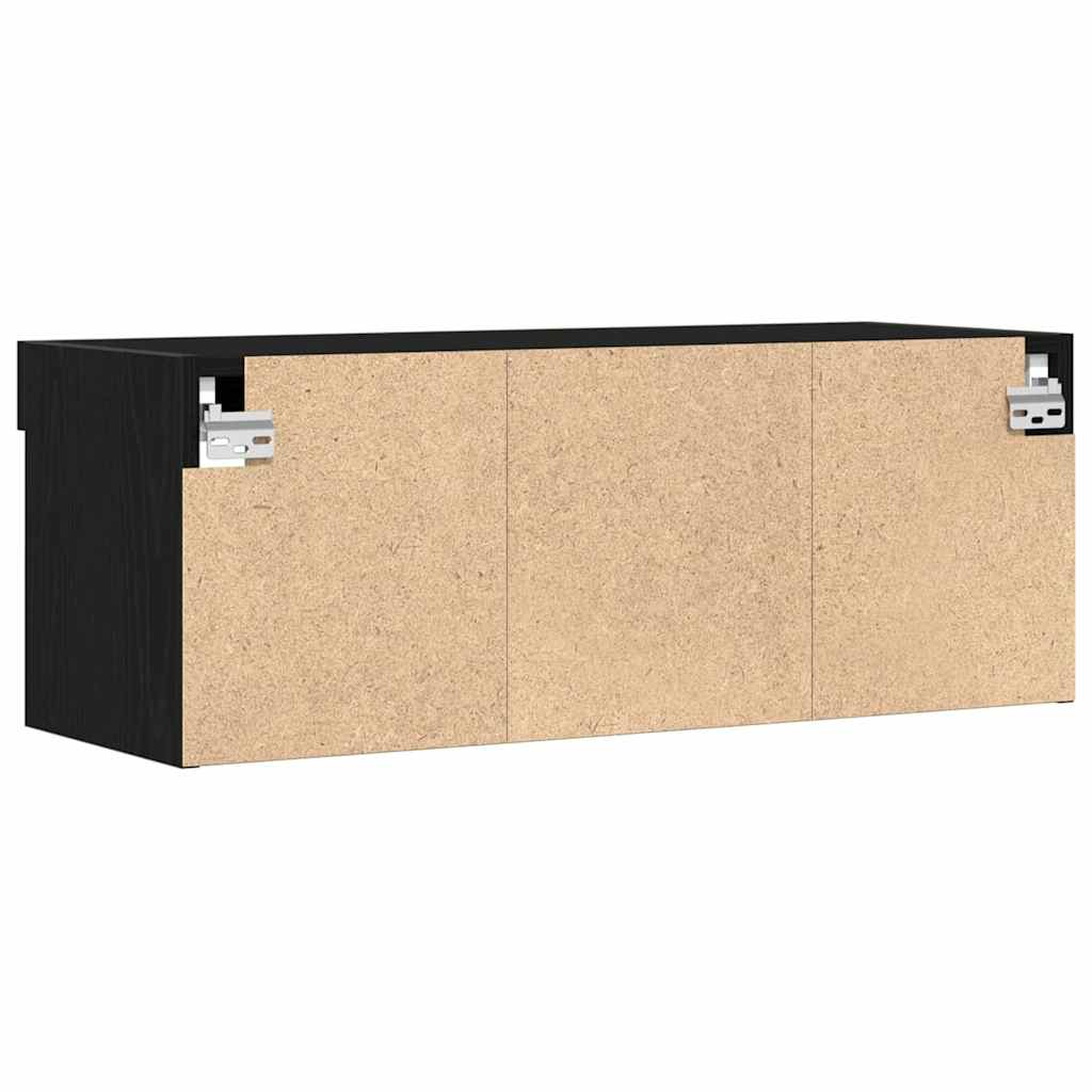 Tv-Bänkset Med Led Svart Ek 80 X 30 X 30 Cm Konstruerat Trä