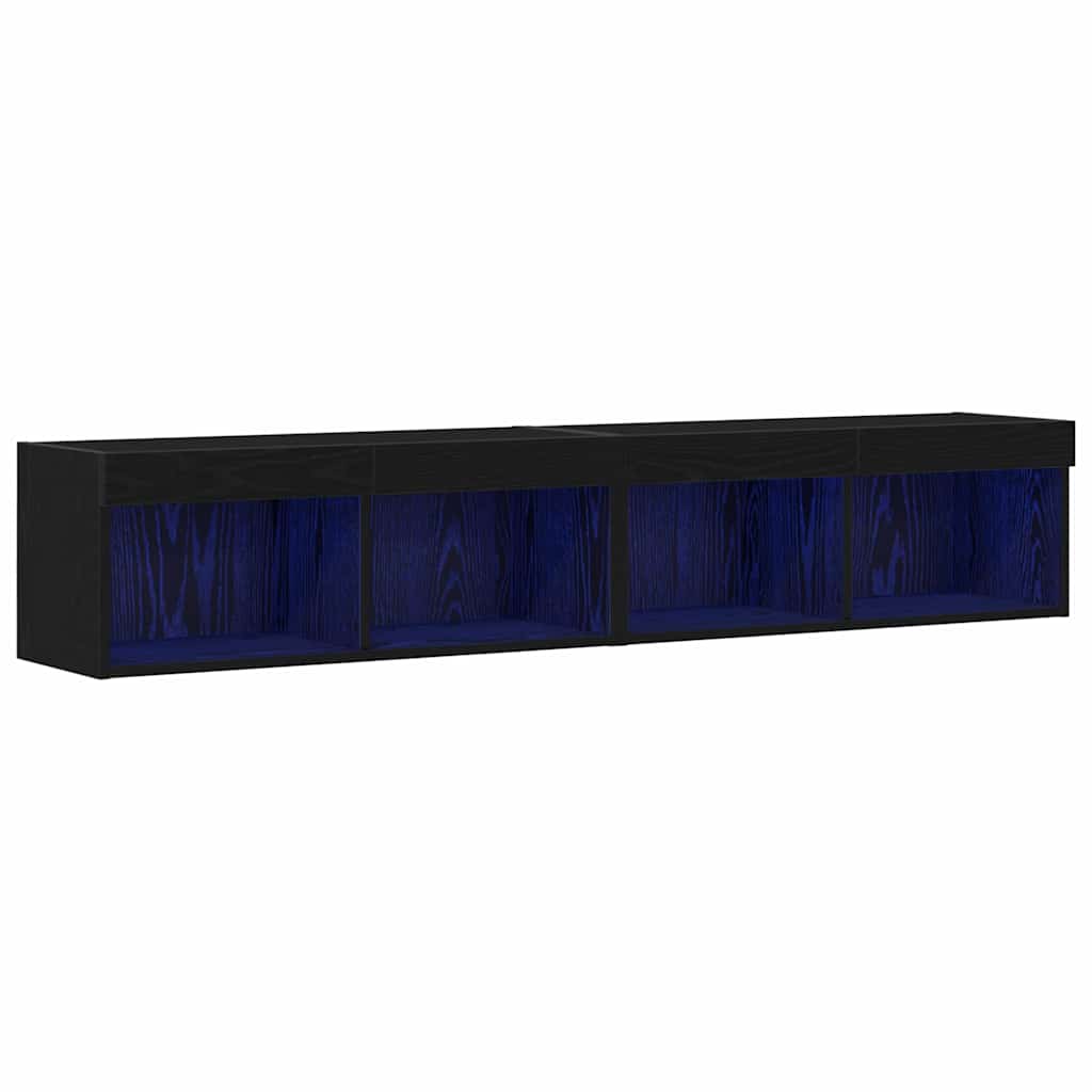 Tv-Bänkset 2 Pcs Svart Ek 80 X 30 X 30 Cm Konstruerat Trä